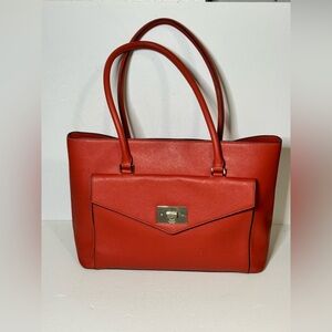 Kate Spade Post Street Halsey Large Saffiano Leather Ember Orange Tote Bag